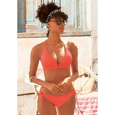 Triangel-Bikini VIVANCE, Damen, Gr. 42, Cup C/D, orange (koralle), Recycling-Polyamid, unifarben, Bikini-Sets, mit trendigem V-Ausschnitt Image
