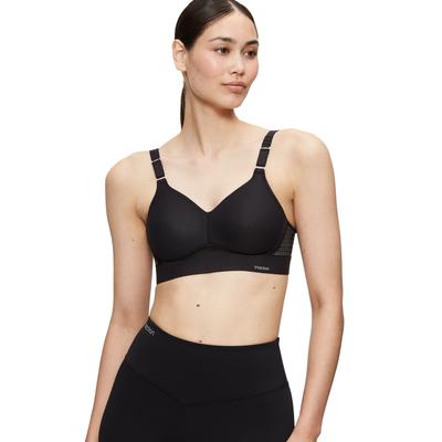 Sport-BH TRIACTION BY TRIUMPH "Triaction Hybrid Lite P EX", Damen, Gr. 75, Cup B, schwarz, Single Jersey, Obermaterial: 