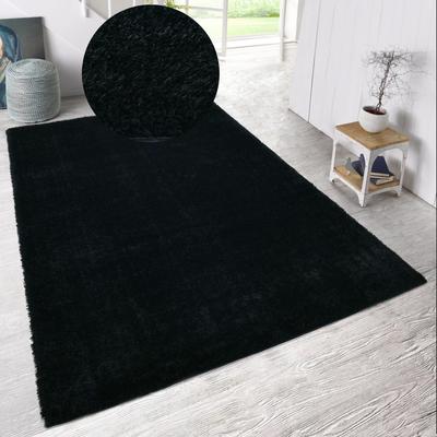 Hochflor-Teppich MY HOME "Malin" Gr. 6, schwarz, B:200cm H:43mm L:300cm, Kunstfaser, Teppiche, Shaggy in Uni-Farben, einfarbig, leicht glänzend, besonders weich Image