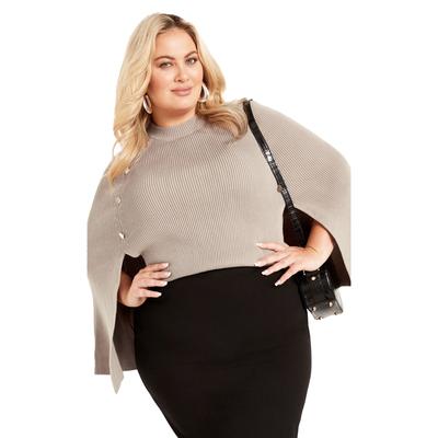 Plus Size Women's Olivia Button Cape by Avenue in Mocha (Size 14/16)