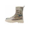 Stiefelette DOGO "Gisele Schnürstiefel Boots The Wise Owl Damen Stiefeletten", Damen, Gr. 36, Normalschaft, bunt (natur), Lederimitat, Schuhe Schnürboots Winterboots, Handgefertigt