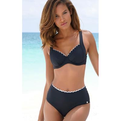Bügel-Bikini-Top LASCANA "Camilla", Damen, Gr. 44, Cup D, schwarz, Polyamid, unifarben, Bikini-Oberteile, mit kontrastfarbenem Detail, Topseller Image
