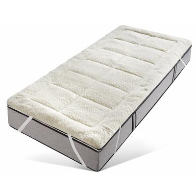 Matratzenauflage RIBECO "Luise, in Lammfloor Optik, 90x200 cm und weitere Größen", beige (creme), B:140cm L:200cm, Bezug: 100% Polyester, Matratzenzubehör, Auflage beidseitig für Sommer und Winter nutzbar, waschbar bis 60C Image