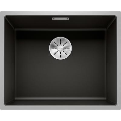 Granitspüle BLANCO "SUBLINE 500-IF SteelFrame", schwarz, B:44cm H:19cm T:54cm, Verbundwerkstoff, Küchenspülen, erhältlich in mehreren Farben Image