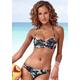 Bügel-Bandeau-Bikini-Top VENICE BEACH "Lori", Damen, Gr. 38, Cup E, schwarz (schwarz, bedruckt), Recycling-Polyamid, bedruckt, floral, Bikini-Oberteile, tropischer Hibiskusblütendruck, wattierte Cups, herausnehmbare Kissen