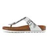 Zehentrenner LASCANA "Sandale, Pantolette, offener Schuh, Sommerschuh", Damen, Gr. 38, silber (weiß, silberfarben), Obermaterial: 100% Lederimitat. Futter: 100% Textilmaterial. Decksohle: 100% Rindsleder. Laufsohle: 100% Synthetik, metallic,...