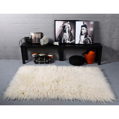 Wollteppich THEKO "Flokati XXL" Gr. 31, beige (natur), B:90cm H:100mm L:160cm, Wolle, Teppiche, original griechischer Flokati, Hochflor, Uni-Farben, reine Wolle Image