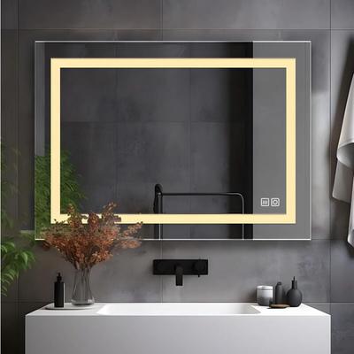 Led Badspiegel mit Beleuchtung Badezimmerspiegel mit Steckdose Touch Dimmbar dreifarbiges Licht Image
