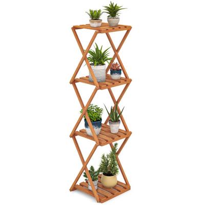 Costway 4-Tier Folding Plant Rack and Free Standing Shoe Rack