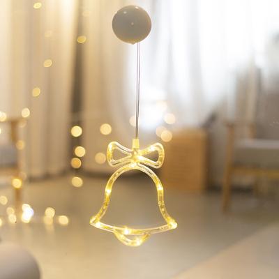 LED Night Light Bell Santa Claus Angel Decoration Light 3D Night Light Birthday Window Curtain Decoration Christmas Wedding Home Party Decoration 1 Set Suction Cup