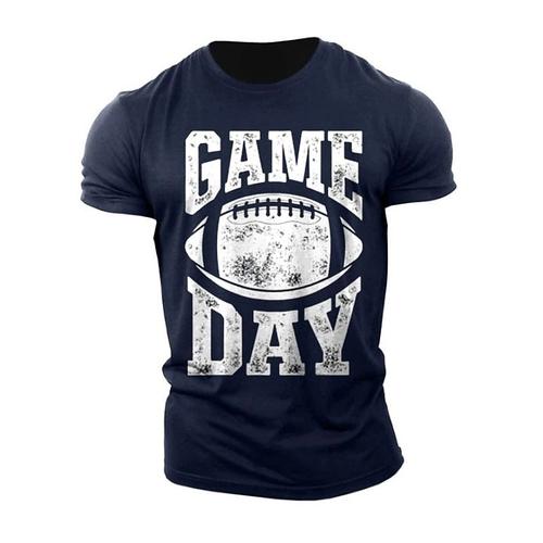 Men's Football Letter Print Sports T Shirt Tee Top 100% Cotton Short Sleeve Graphic Shirt Black Dark Grey Dark Blue Comfortable Tee Street Sports Outdoor Fashion Designer Clothing