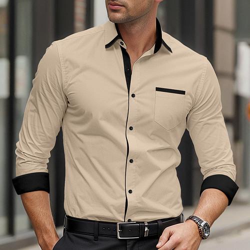Men's Shirt Dress Shirt Button Down Shirt Non Iron Shirt Button Up Shirt Color Block Wedding Daily Light Blue Black White Light Green Long Sleeve Turndown Spring Fall Clothing Apparel Patchwork