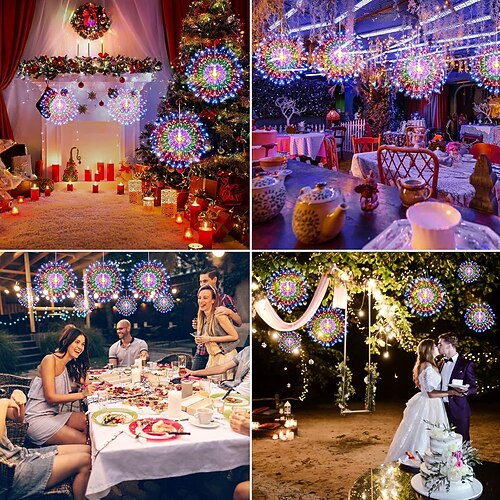 8 stücke feuerwerk lichter weihnachtsdekoration starburst total 800 leds kupferdraht fee funkel lichter stecker in string lichter fernbedienung 8 modi wasserdicht starburst lichter für weihnachten Image