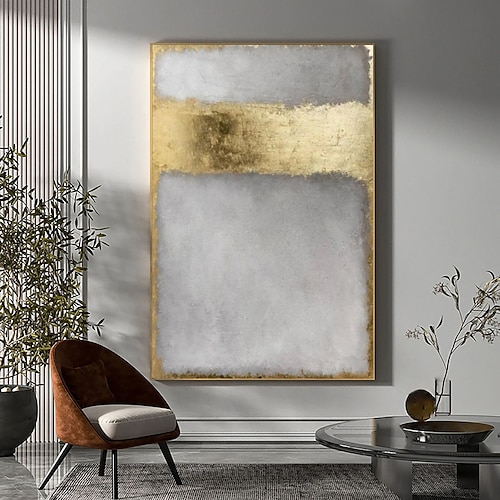 handgemachte zeitgenössische Kunst Goldgemälde abstraktes Gemälde große graue abstrakte Kunst Blattgold Gemälde Leinwand Wandgemälde für Wohnzimmer kein Rahmen Image