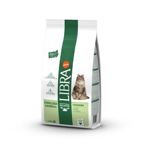 1,5kg Libra Cat Sterilized Hairball Huhn Katzenfutter trocken