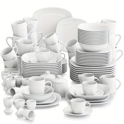 TEMU 100pcs Dinnerware Set Porcelain Ivory Sets Tableware Service For 12 Image
