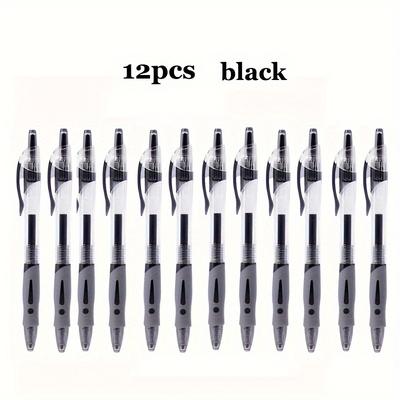 TEMU 12/24pcs Retractable Gel Ink Roller Ball Pens, Point Black Exam Specific For School, Office, And Home Use Image