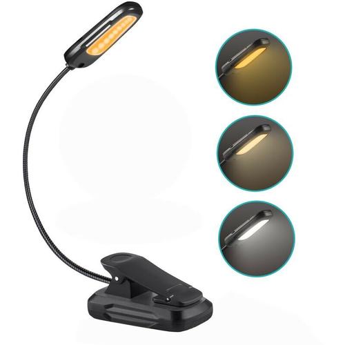 Leselampe, teampd 9 LEDs Leseleuchte usb wiederaufladbare Cliplampe, 360° flexibler Hals, 3