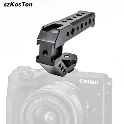 Universeller DSLR-Kamera-Rig, oberer Griff, 3-Kalt-Flitzschuh-Adapter, Halterung für Monitor, LED-Licht, Mikrofon, Metall-Käse-Griff