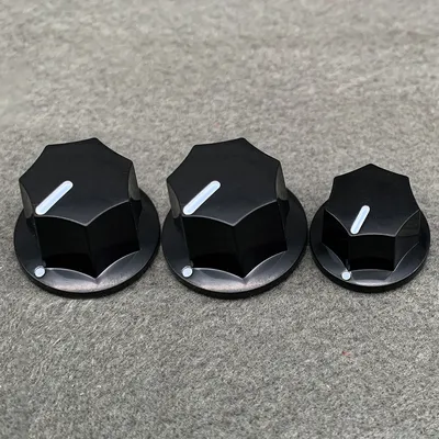 FLEOR 3pcs Black Plastic Guitar Knobs Effect Pedal Amp Potentiometer Knobs - 2 Big 1 Small