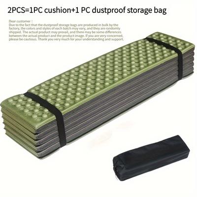 TEMU 2pcs(1pc Sleeping Mat+1pc Dustproof Storage Bag) Outdoor Xpe Egg Slot Folding Moisture Proof Pad Camping Nap Tent Double Portable Camping Mat Image