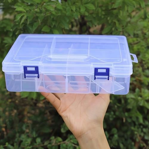 TEMU Boîte de rangement à Double couche, boîte de matériel de pêche avec plateau amovible et séparateurs, organisateur d'accessoires de pêche Portable 1 pièce