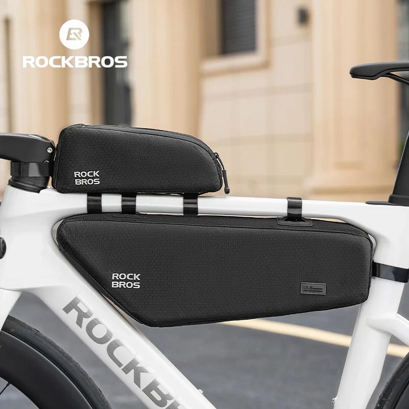 ROCKBROS Fahrradtasche, regenfest, Radfahren, Oberrohr, Rahmentasche, reflektierend, großes Fassungsvermögen, MTB, Rennrad, Gepäcktasche, verschleißfest Image