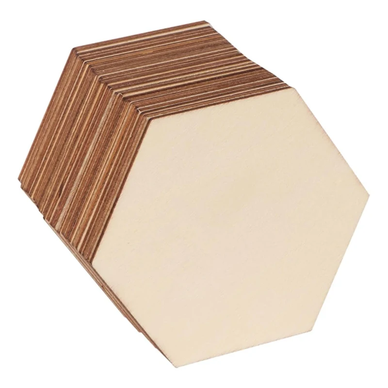 Pièces de bois vierges hexagonales inachevées, embellissements de copeaux de bois, bricolage, décoration de la maison, peinture, tranches, 20cm, 20 pièces