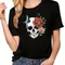 Skull Graphic Round Neck Sports T-shirt Short Sleeve Workout Top Women's Vintage Short Sleeve Casual