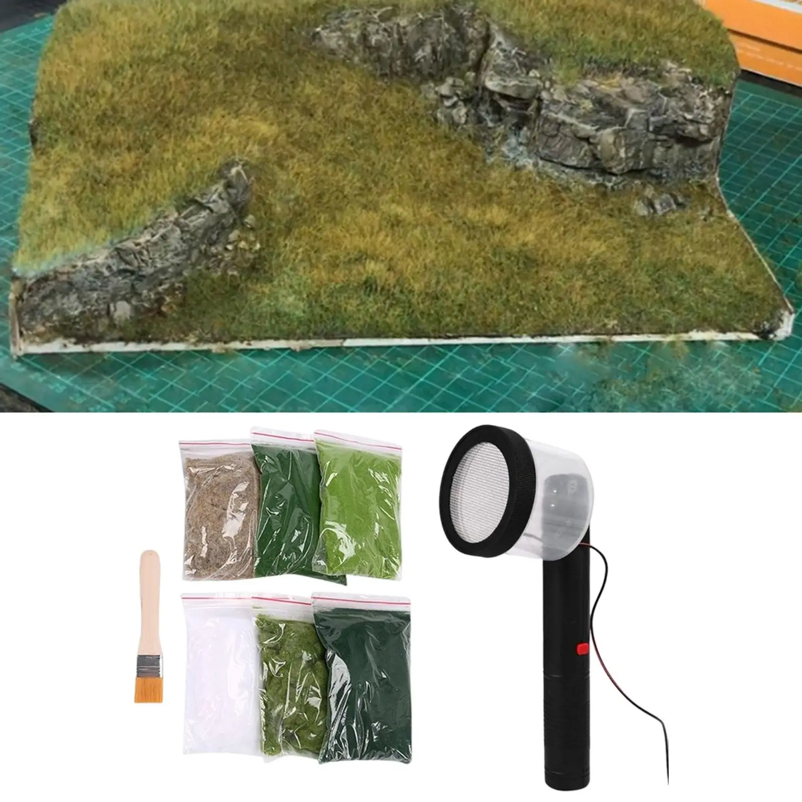 Static Grass Applicator for Modeling Railway DIY Sandtable with 6 Bags Static Grass Hobby Craft Electrostatic Flocking Machine