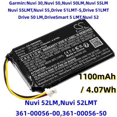 GPS, Navigator Battery For Garmin 361-00056-00 50 Mitac 523450A1 Nuvi 30 50LM 55LM 55LMT 55 Drive 51LMT-S Mio Spirit 8500 LM