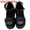 2025 süße Herz Schnalle Keile Mary Janes Frauen rosa T-Riemen klobige Plattform Lolita Schuhe Frau Punk Gothic Cosplay Plus Größe 43