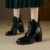 NEUE Frühling Schuhe Frauen Runde Kappe Blockabsatz Stiefel Split Leder Schuhe für Frauen High Heel Plattform Stiefel Elegante Damen Schuhe