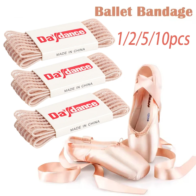 1/2/5/10 Stück Ballett-Spitzen-Schuhe, elastische Bänder, Netzband für Ballerina, unsichtbare Träger, Ballett-Zehen, verstärktes Gummiband