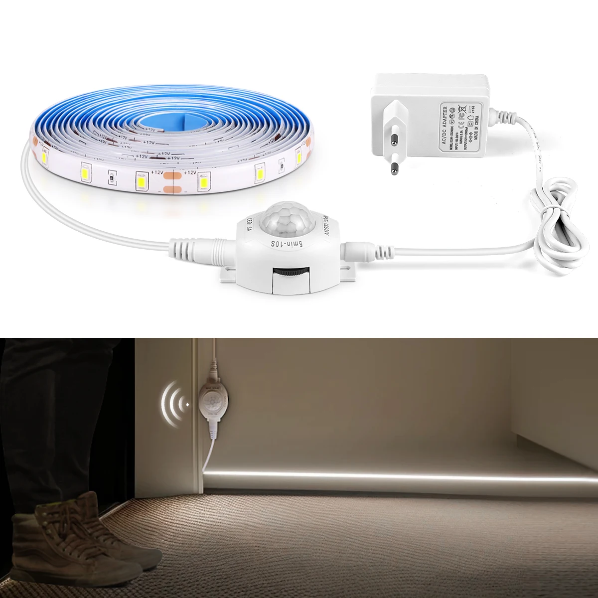 1M-5M LED Streifen Band Nacht Sensor Lampe 12V Motion Sensor LED Unter Schrank Licht Bett nachtlicht Wasserdichte Küche Treppen Licht