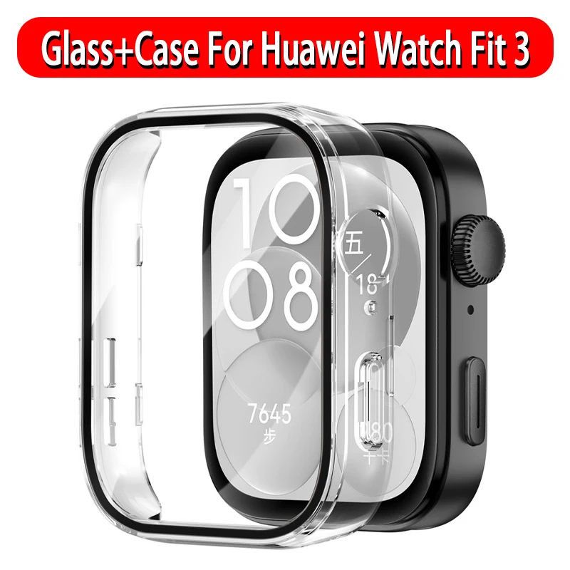 Vetro + Custodia per Huawei Watch Fit 3 4 Protezione schermo completa Paraurti rigido per PC Custodia per orologio in vetro temperato Huawei Watch Fit 4 Pro
