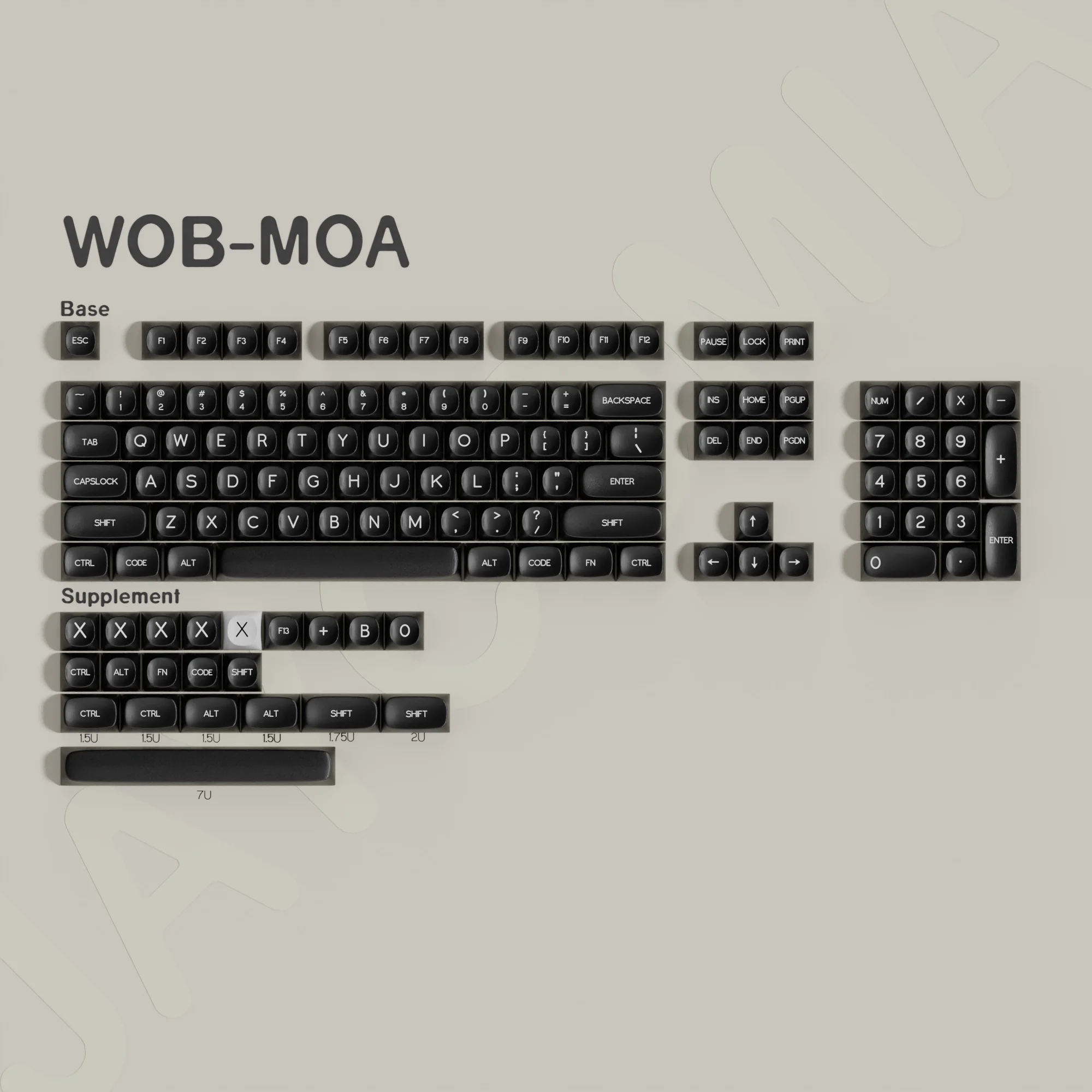 Wob moa profil pbt keycaps alice/7u space bars layout große set farbstoff-sub tasten kappen für mechanische spiel tastatur wooting hi75 Image