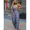 BKQU nappa pantaloni due pezzi Set donna Jacquard senza spalline Sexy corsetto canotte e tasche gamba larga pantaloni vestito 2024 estate