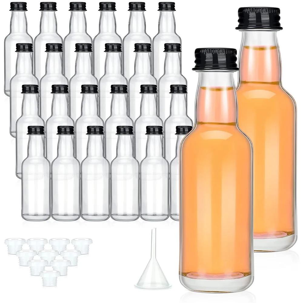 Bottiglie di Vetro Mini da 50ml per Liquori con Tappi, Piccole Bottiglie di Vetro per Alcolici, Mini Bottiglie per Vino, Bottiglie Vuote Riutilizzabili per Alcolici con Tappi