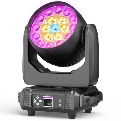 Yiflamefly Moving Head Lights With19PCS 15W 4-in-1 LED DMX512 Stage Light For DJ Karaoke Dance Hall