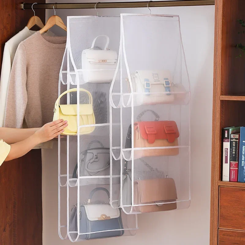 1/2Pcs Hanging Type Storage Bags for bag Organizer 3/4Layer Eco-Friendly Dust-proof Transparent bag organizer Storage Container