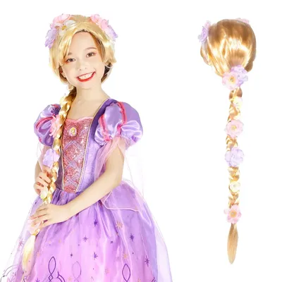 Girls Long Blonde Rapunzel Wigs For Kids Princess Woman Costume Cosplay Fairytale Ball Braid Wigs