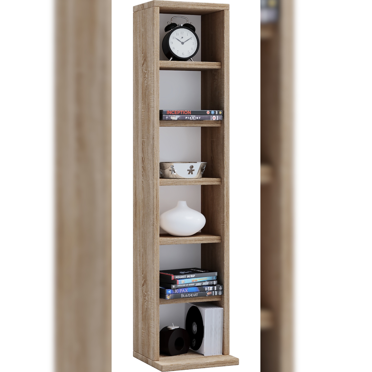 VCM Holz CD DVD Aufbewahrung Regal Elementa Sonoma-Eiche Image