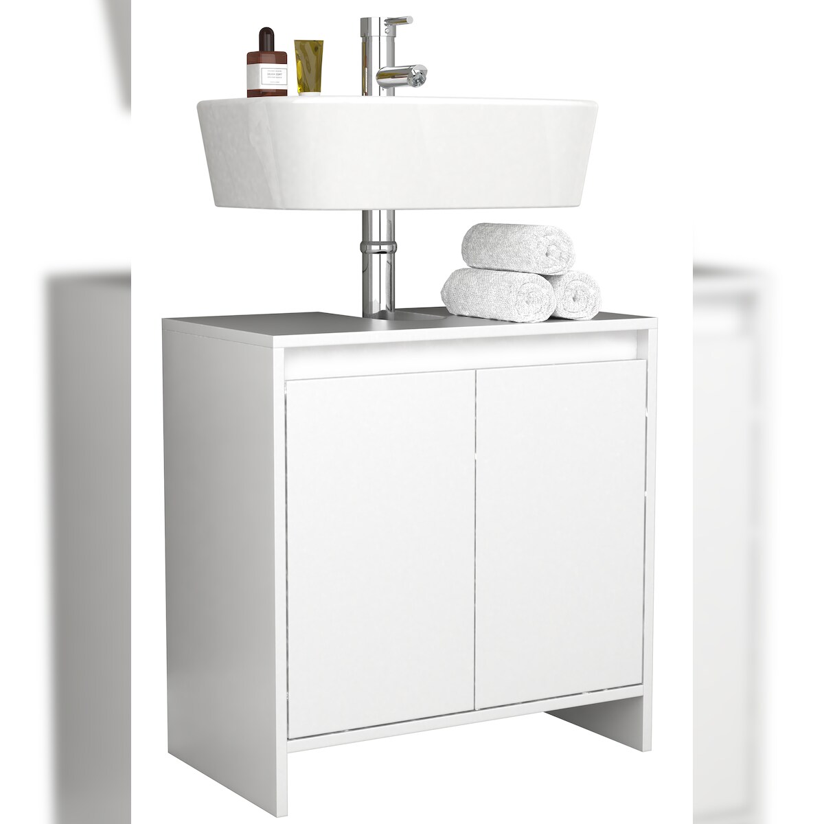 VCM Badmöbel Waschbeckenunterschrank Malira Weiß H. 60 x B. 58 x T. 33 cm Image