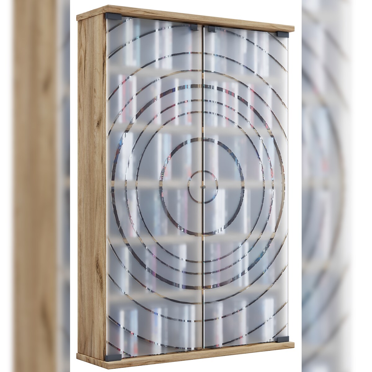 VCM CD / DVD Media Regal Tilano Honig-Eiche H. 92 x B. 60 x T. 18 cm Image