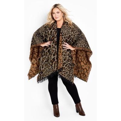 Plus Size Women's Isabella Poncho Cape by Avenue in Animal (Size OS)