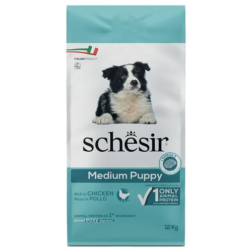 12kg Schesir Dog Dry Medium Puppy mit Huhn Hundefutter trocken