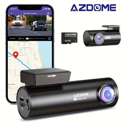 TEMU Azdome M300s 4k Hd Dash Cam, Front & Rear Live Recording With 5g Wifi & Gps. , Wdr, And Parking Monitoring, 64g Card Included