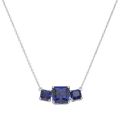 Collier "mit dunkelblauen Kristallsteinen, Silber 925", blau, GIORGIO MARTELLO MILANO, Halsketten, Damen, 45cm, Silber 9