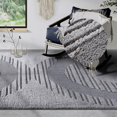 Designteppich ELLE DECORATION "Bartoux", grau (hellgrau), B:160cm H:18mm L:235cm, Polyester, Teppiche, Hochflor, Shaggy, Läufer, weich, Langflor, modern, Hoch Tief Effekt Image
